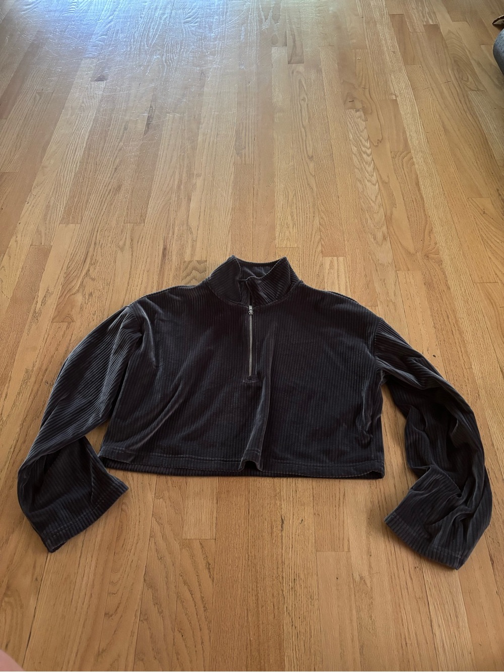 Fabletics Cropped Teddy Half-Zip Jacket - Black